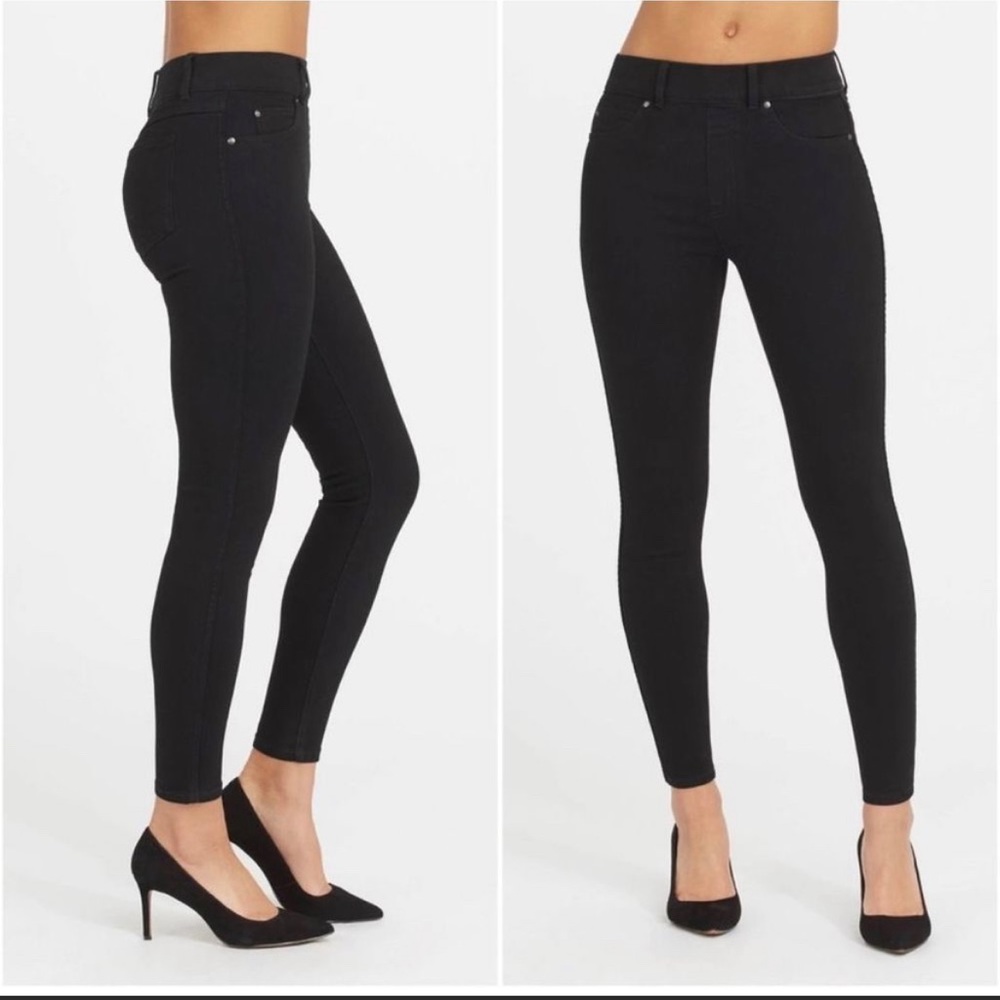 Spanx Jean-ish Black Skinny Ankle Jeans Size Medium